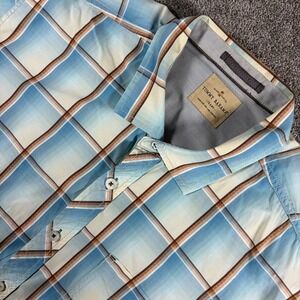 Tommy Bahama Jeans Mens Blue Short Sleeve Plaid Button-Down Shirt Size 2XL